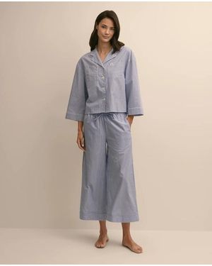 Brooks Brothers Cotton Cropped Striped Pajamas - Gray