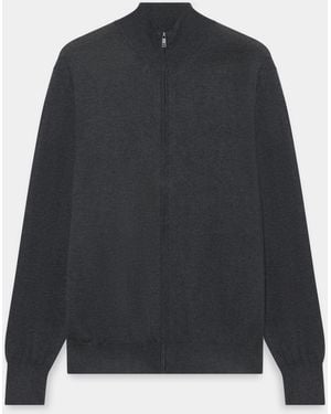 Brooks Brothers Jersey Full Zip De Seda-cachemir - Gris