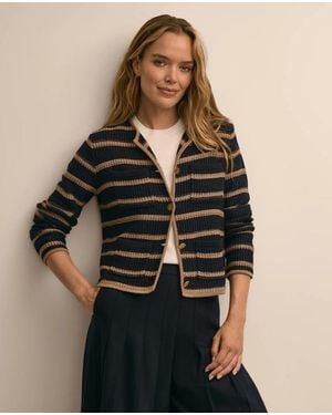 Brooks Brothers Cotton Stripe Sweater Jacket - Black