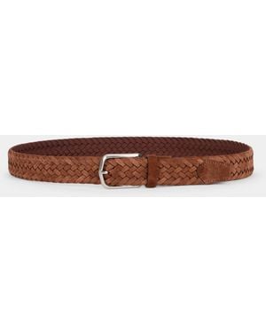 Brooks Brothers Woven Suede Leather Belt - Brown