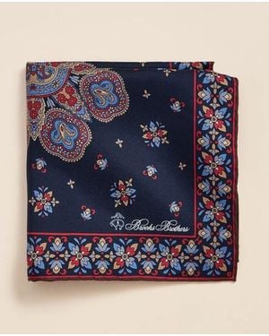 Brooks Brothers Silk Foulard Pocket Square Tie - Blue