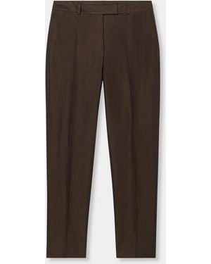 Brooks Brothers Tailored Slub Cotton-Linen Trousers - Brown