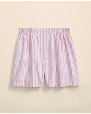 Brooks Brothers Cotton Oxford Striped Boxers - Pink