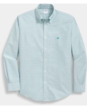 Brooks Brothers Regular Fit Non-Iron Oxford Cotton Shirt With Button Down Collar - Blu