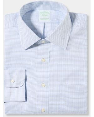 Brooks Brothers Camisa Royal Oxford De Cuadros Slim Fit Non-iron Con Cuello Ainsley - Azul