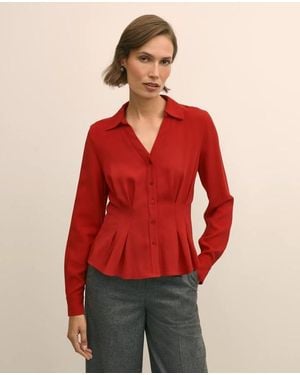 Brooks Brothers Viscose Peplum Blouse - Red