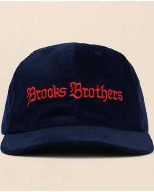 Brooks Brothers X Brain Dead Cotton, Corduroy & Leather Emblem Baseball Hat - Blue