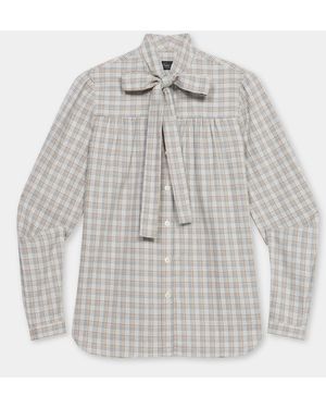 Brooks Brothers Camisa De Algodón Micro Cuadros - Gris