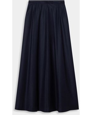 Brooks Brothers Striped Virgin Wool Skirt - Blue