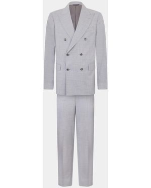 Brooks Brothers Double Breasted Weave Virgin Wool Suit - White