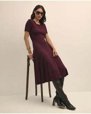 Brooks Brothers Cable-Knit Fit-And-Flare Sweater Dress - Purple