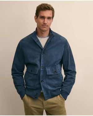 Brooks Brothers Suede Bomber Jacket - Blue