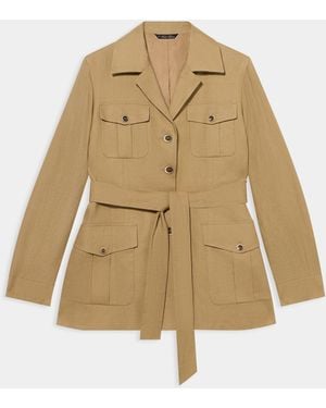 Brooks Brothers Belted Linen Safari Jacket - Natural