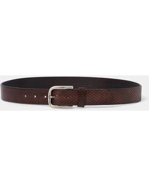Brooks Brothers Snake-Effect Bovine Leather Belt - Bianco