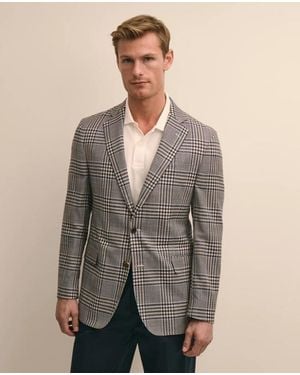 Brooks Brothers Classic Fit Linen-Silk-Cotton Check 1818 Sport Coat - Gray