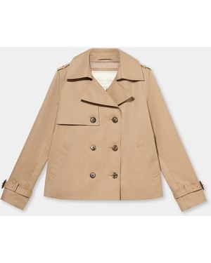 Brooks Brothers Cropped Double-Breasted Supima Twill Trench Coat - Natural
