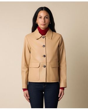 Brooks Brothers Leather Shirt Collar Jacket - Natural