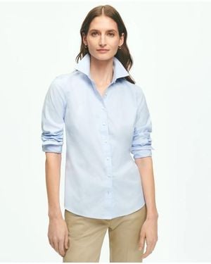 Brooks Brothers Fitted Non-Iron Stretch Supima Cotton Dress Shirt - Blue