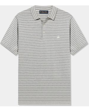 Brooks Brothers Striped Cotton Knit Polo - Grey