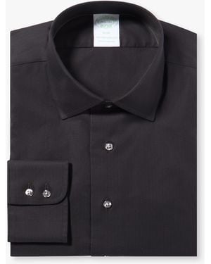 Brooks Brothers Slim Fit Non-Iron Herringbone Supima Shirt With Ainsley Collar - Black