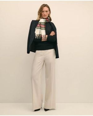 Brooks Brothers Wool Flannel High Waisted Wide-Leg Pant - Natural