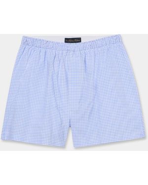 Brooks Brothers Micro Fantasy Cotton Boxer Shorts - Blue