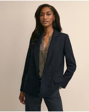 Brooks Brothers Wool Blend Double-Breasted Jacket - Blue