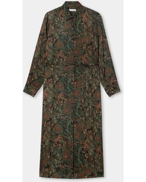 Brooks Brothers Paisley Maxi Shirt Dress - Green