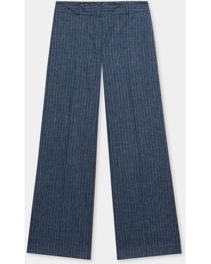Brooks Brothers Wide Leg Pinstripe Trousers - Blue