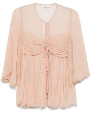 Chloé Pleated Silk Top - Natural