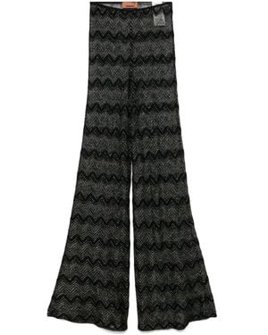 Missoni Crochet-Knit Flared Trousers - Black