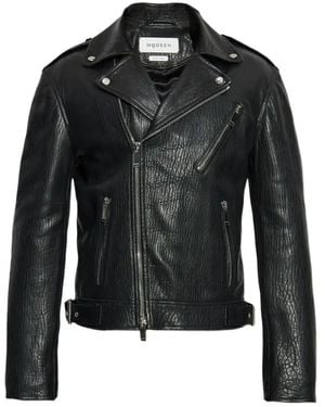 ジャケットその他 alexander mcqueen LEATHER JACKET (751991/Q5HXS 1000 BLACK) Alexander McQueen - Black leather jacket with inserts