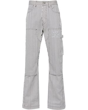 Amiri White Striped Cotton Trousers - Men's - Cotton - Grey