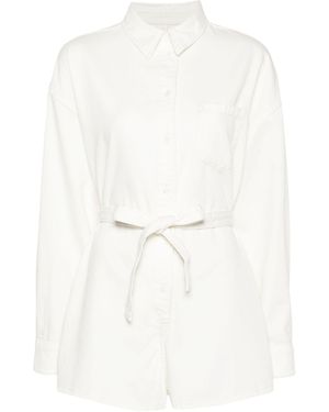 Frankie Shop Denim Tied Waist Playsuit - White