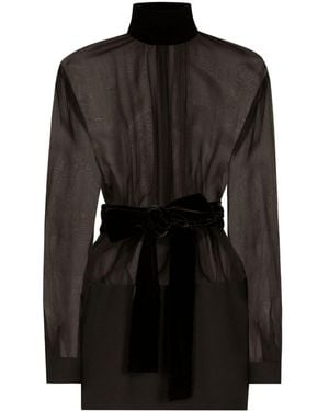 Dolce & Gabbana Crepe Organza Mini Dress - Black