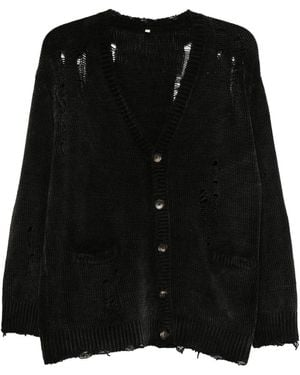 R13 Raw-Cut Fine-Knit Cardigan - Black