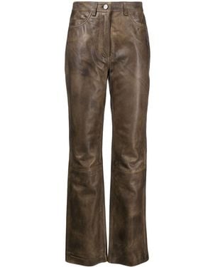 Remain Smooth Leather Straight-Leg Trousers - Brown