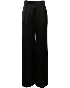 Saint Laurent Satin Flared Trousers For - Black