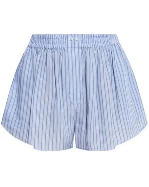 Alexander Wang Striped Elastic-Waist Shorts - Blue