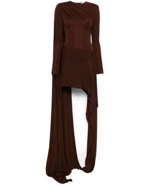 The New Arrivals Ilkyaz Ozel Draped Cape Dress - Brown