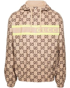 Gucci GG Supreme Print Hooded Jacket - Brown