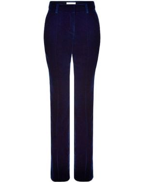 Nina Ricci Straight-leg Velvet Trousers - Women's - Viscose/cupro/fabric - Blue