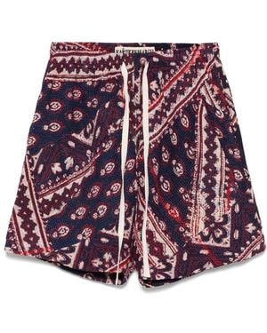 Kartik Research Patchwork-Design Shorts - Red