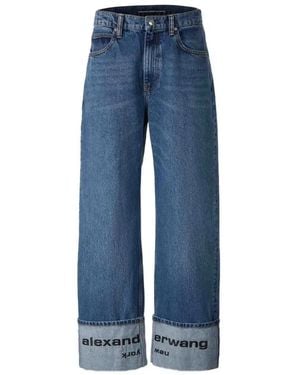 Alexander Wang Cuffed Logo-Detail Jeans - Blue