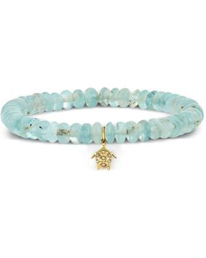 Sydney Evan 14Kt Small Turtle Aquamarine And Diamond Bracelet - Green