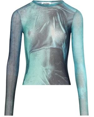 Jean Paul Gaultier Water Print Long-Sleeved T-Shirt - Blue