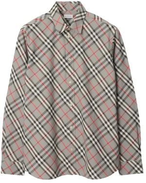 Burberry Checked Cotton Shirt - Grey