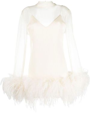 ‎Taller Marmo Gina Spirito Feather-trim Minidress - White