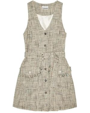 Ganni Tweed Mini Dress - Natural