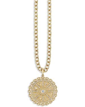 Sydney Evan 14K Icon Wheel Coin Diamond Pendant Charm - Metallic
